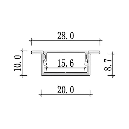  Recessed LED Aluminium Profile 28x10mm (335-Y2810)