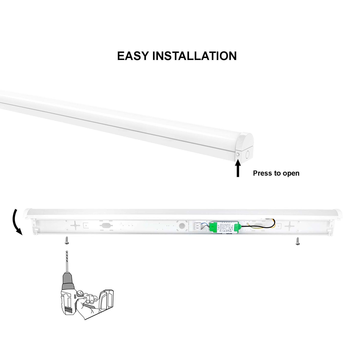  LED Nova Batten Light With Microwave Sensor & Emergency 3CCT 3 Powers