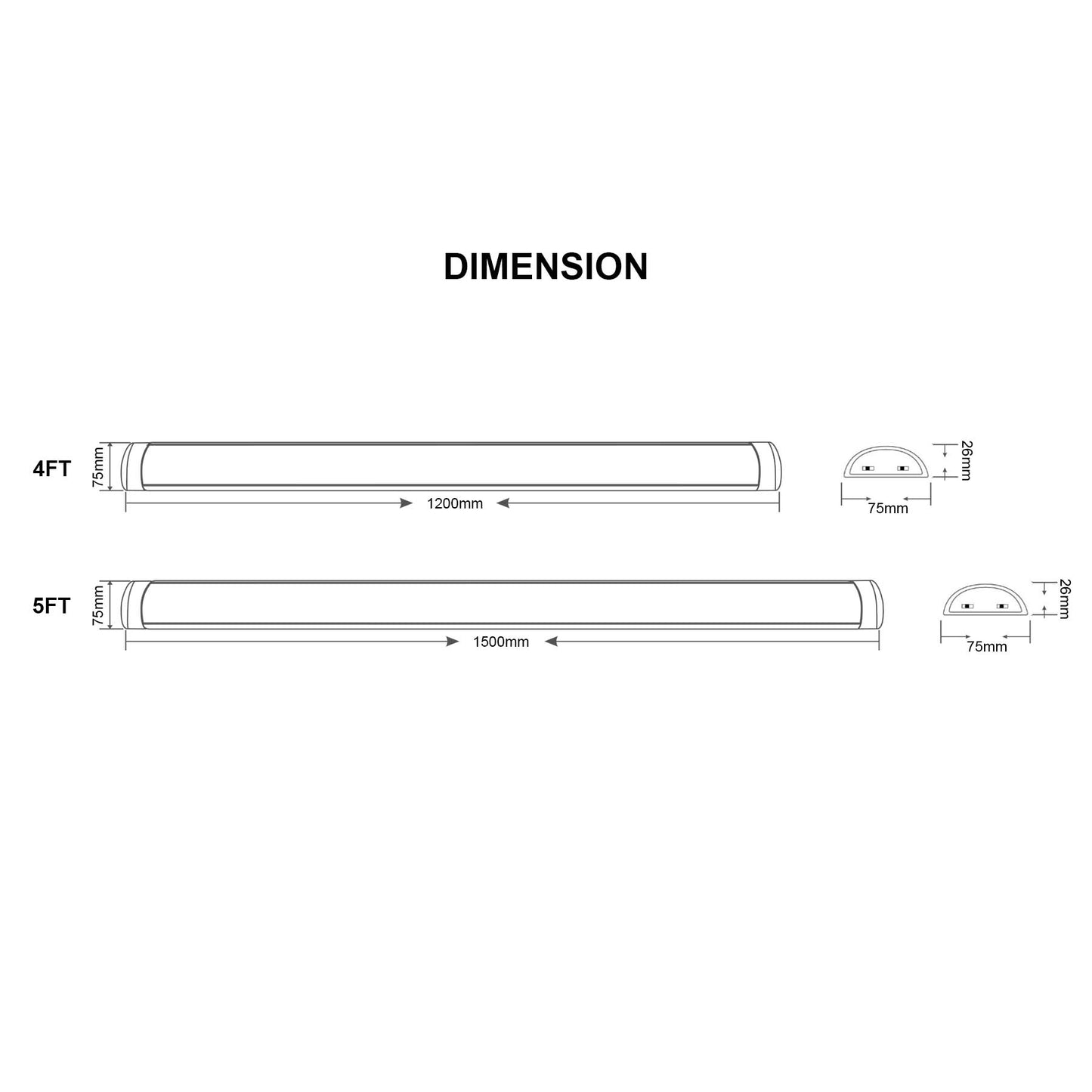  LED Slimline Batten Light 4CCT 3 Powers