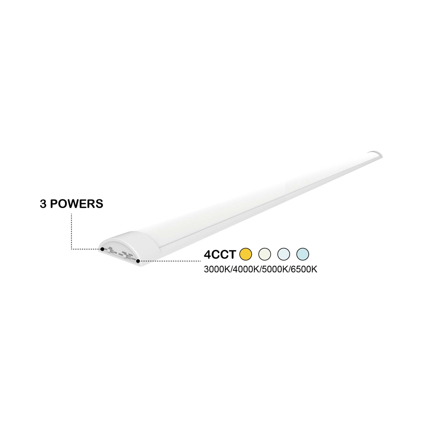  LED Slimline Batten Light 4CCT 3 Powers