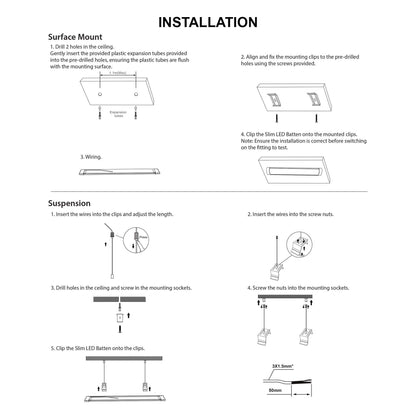  LED Slimline Batten Light 4CCT 3 Powers