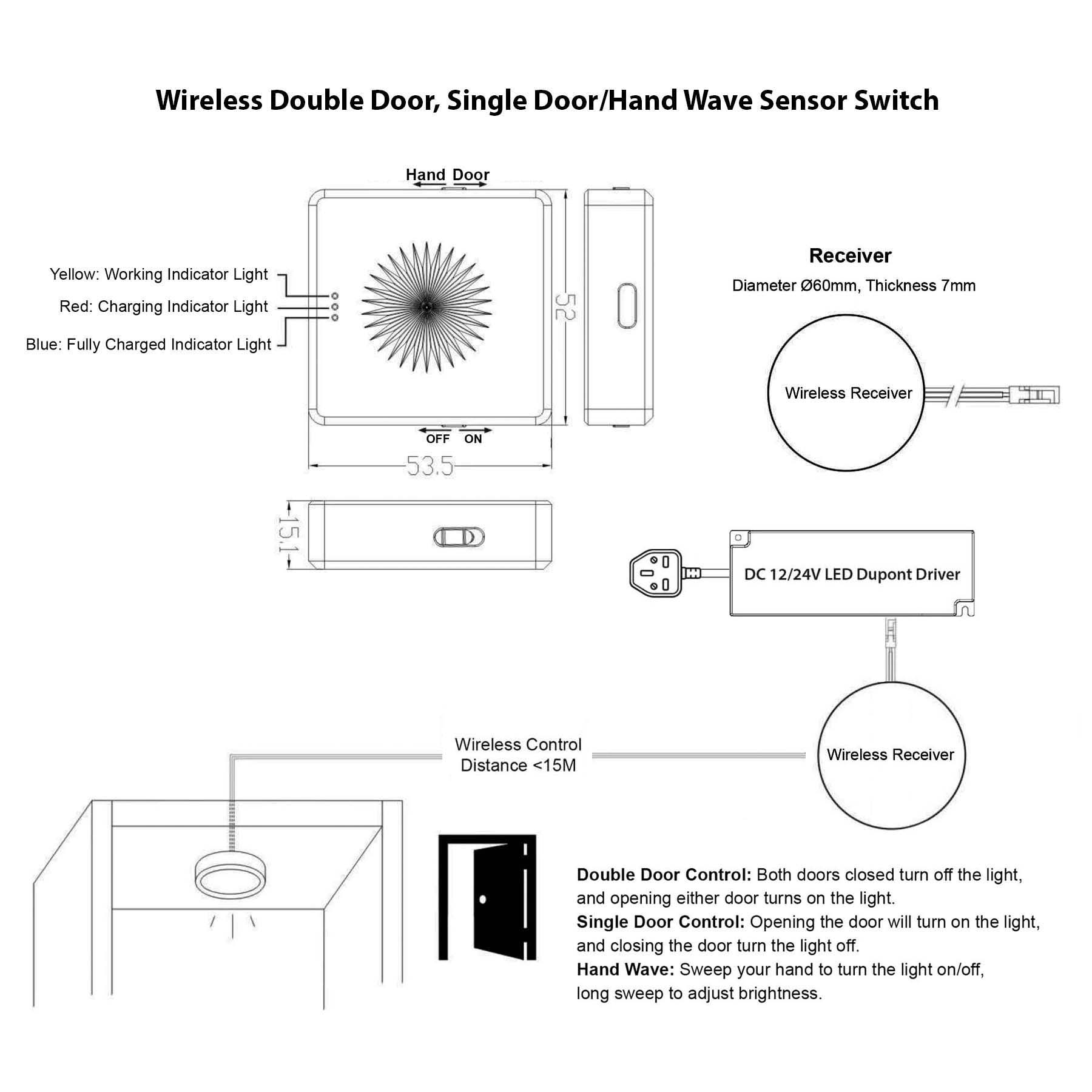  LED Cabinet Central Control Sensor Switch