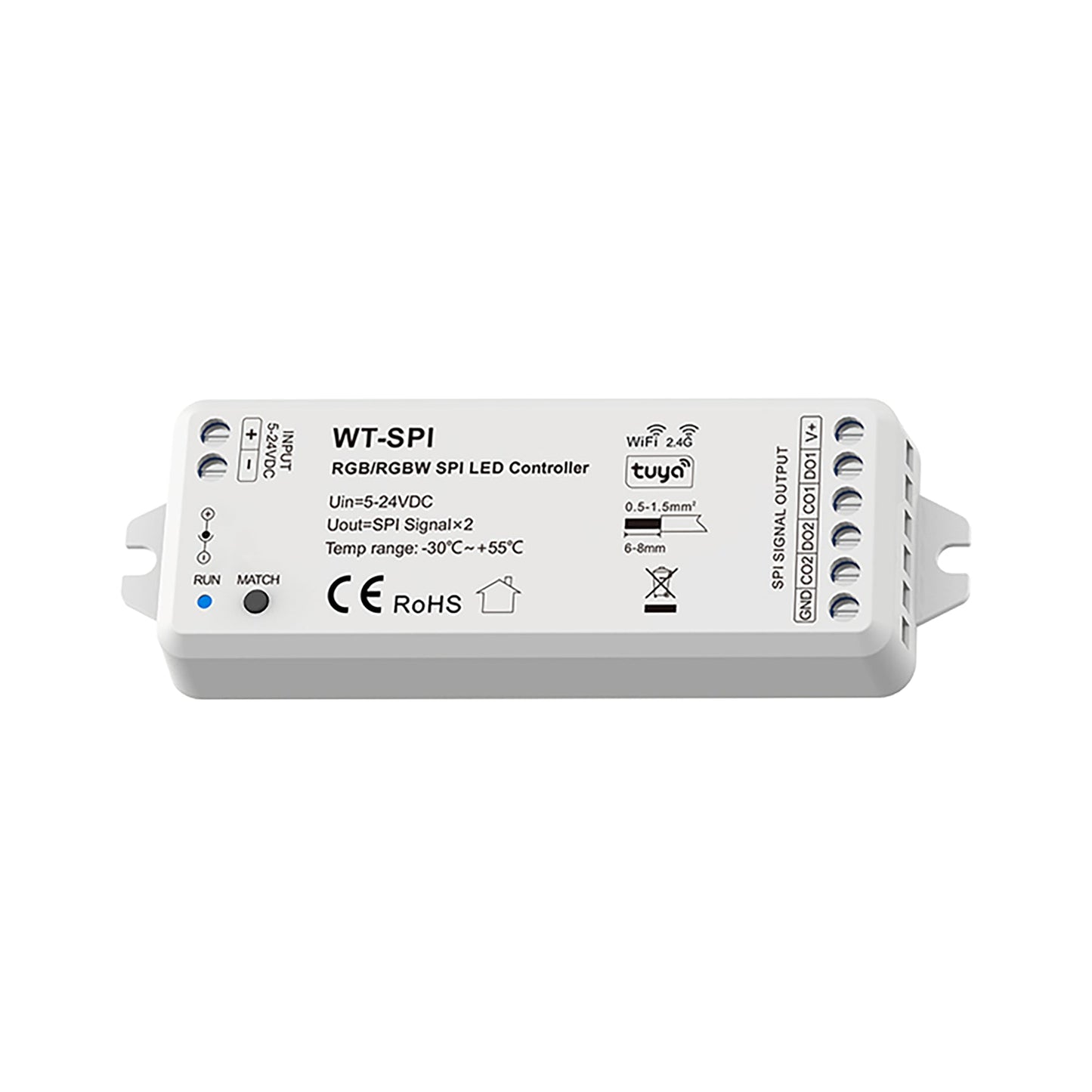  LED 5-24V DC SPI Pixel Wifi Controller Tuya APP 2.4GHz RF WT-SPI