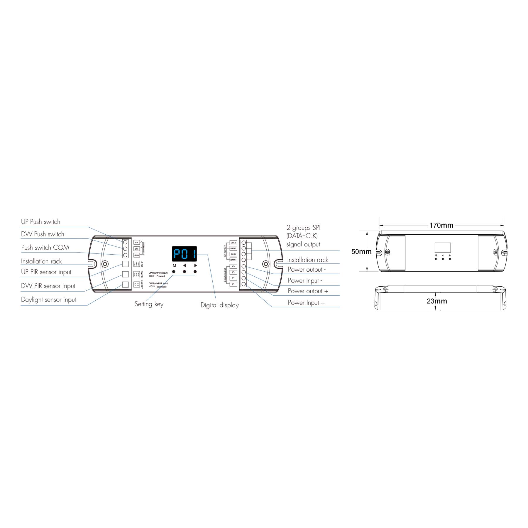  LED Staircase Light Controller With Dual PIR Sensor For Running Water & RGB SPI Strips ES-D