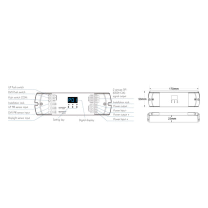  LED Staircase Light Controller With Dual PIR Sensor For Running Water & RGB SPI Strips ES-D