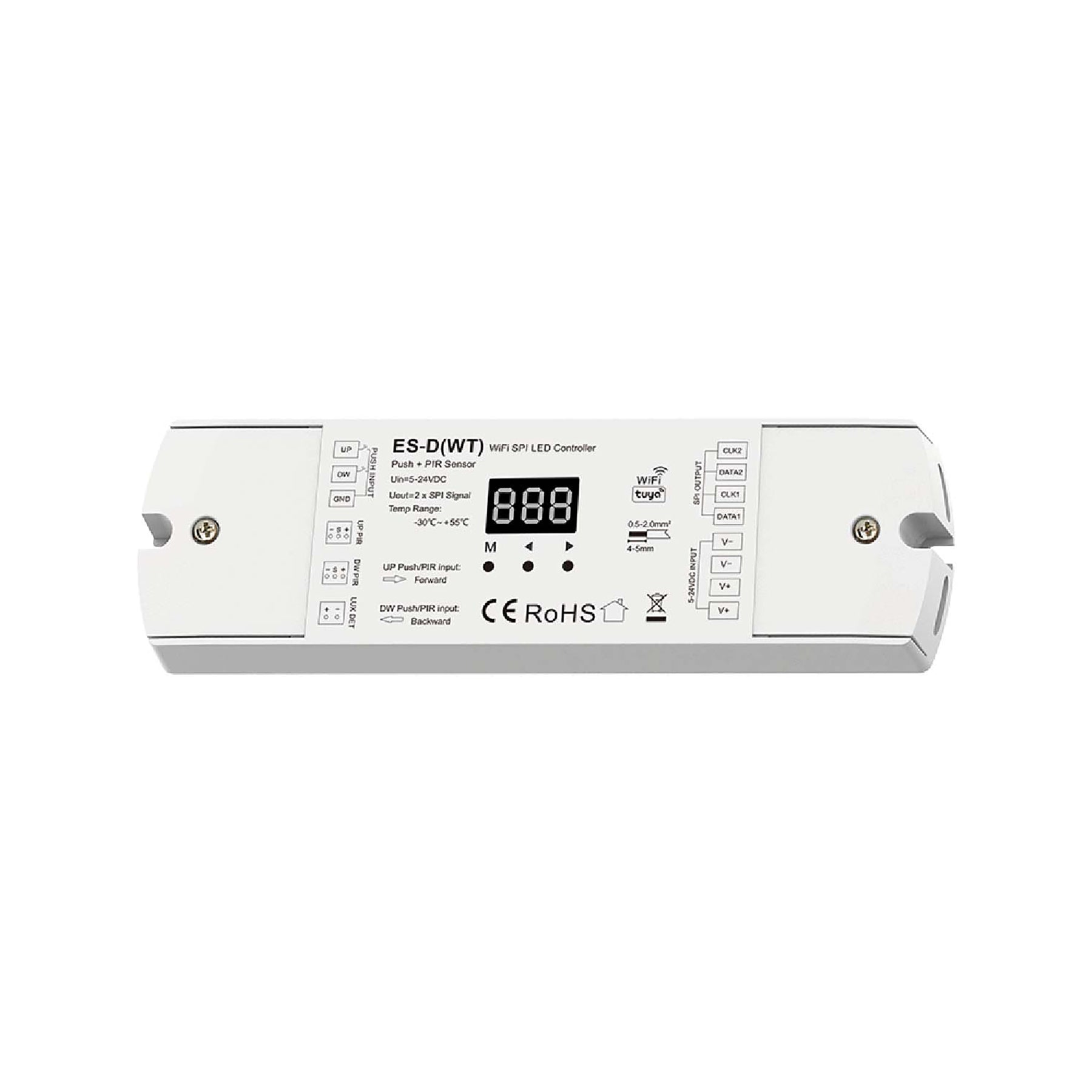  WiFi LED Staircase Light Controller With Dual PIR Sensor For Running Water & RGB SPI Strips ES-D(WT)