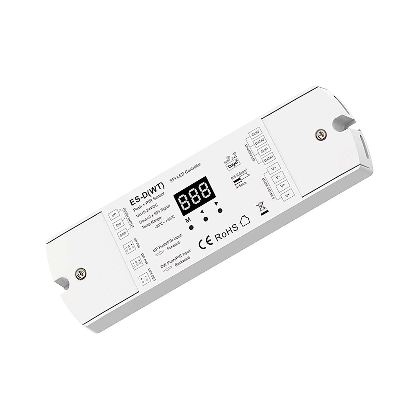  WiFi LED Staircase Light Controller With Dual PIR Sensor For Running Water & RGB SPI Strips ES-D(WT)