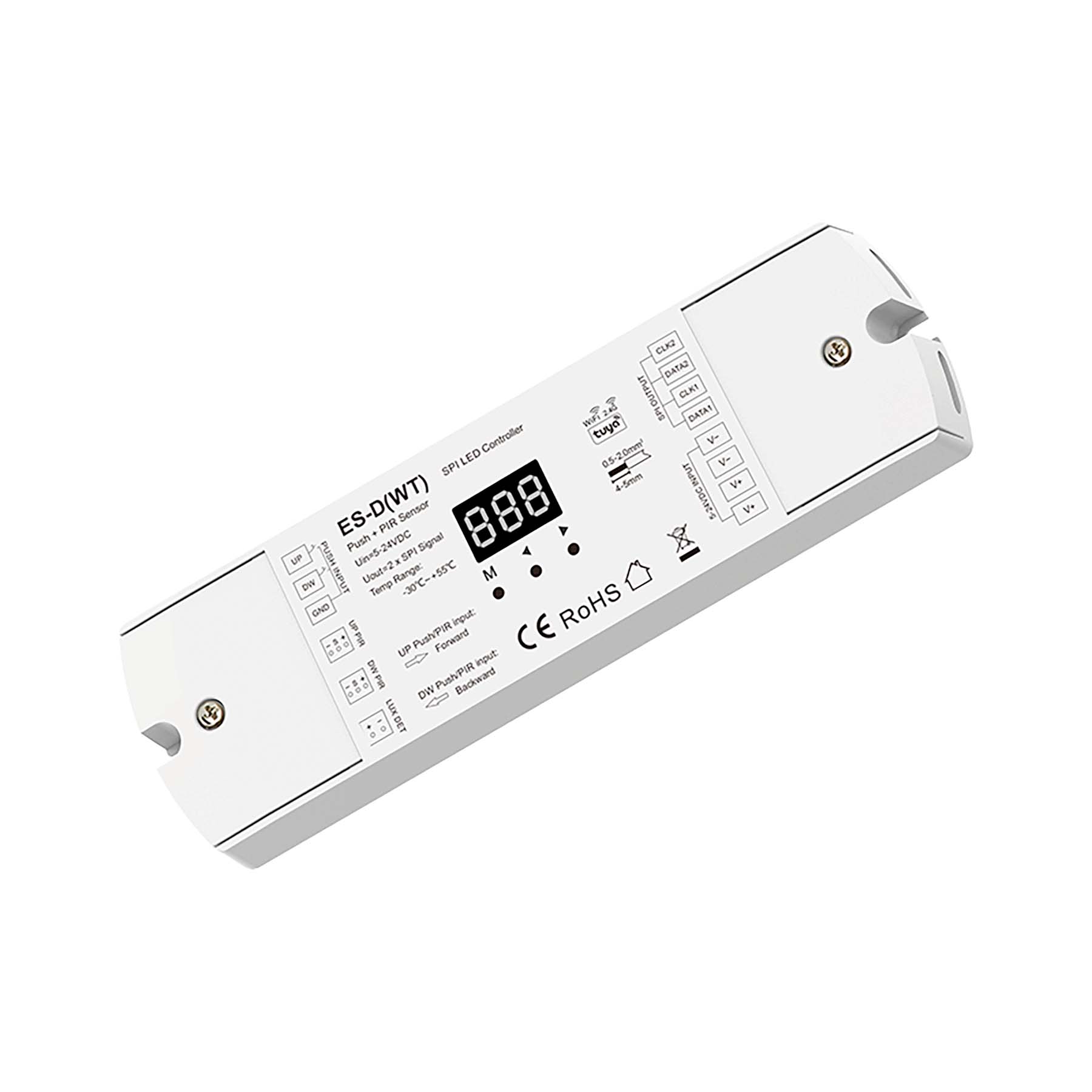  WiFi LED Staircase Light Controller With Dual PIR Sensor For Running Water & RGB SPI Strips ES-D(WT)