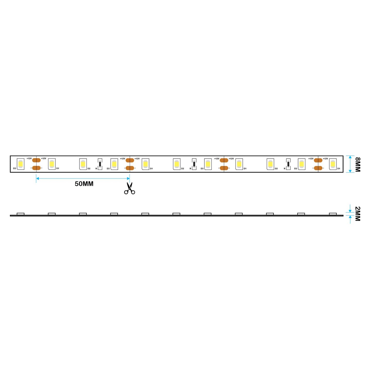  LED 2835 Strip Light, 5M Reel, IP20, 12V, 60 LEDs/M