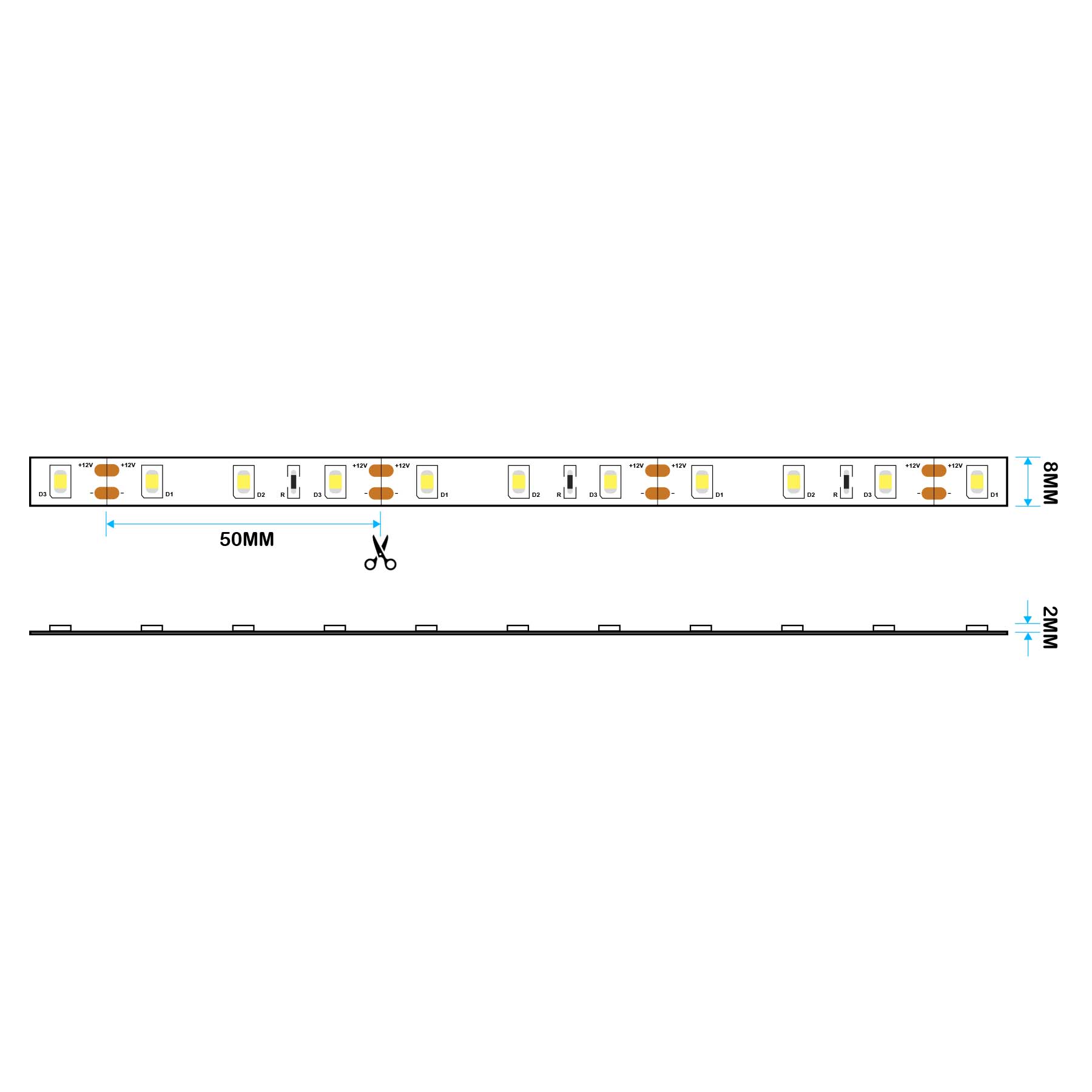  LED 2835 Strip Light, 5M Reel, IP20, 12V, 60 LEDs/M