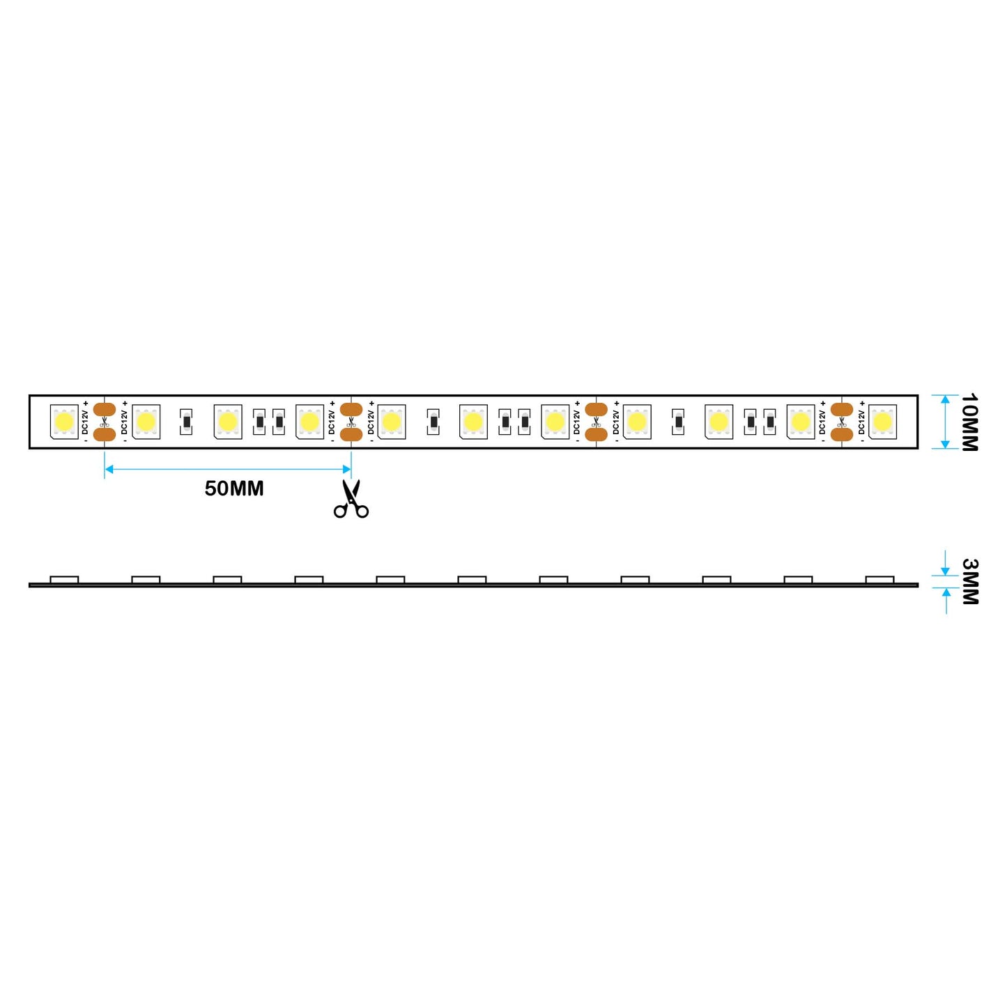  LED 5050 Strip Light, 5M Reel, IP20, 12V, 60 LEDs/M