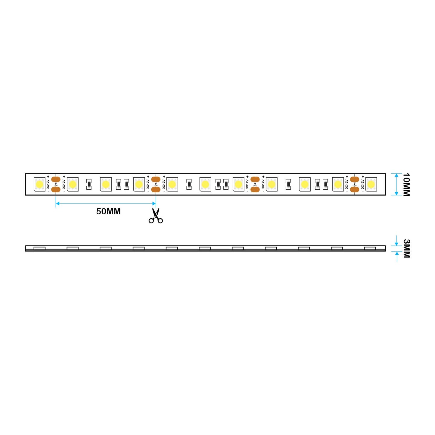  LED 5050 Strip Light, 5M Reel, IP44, 12V, 60 LEDs/M