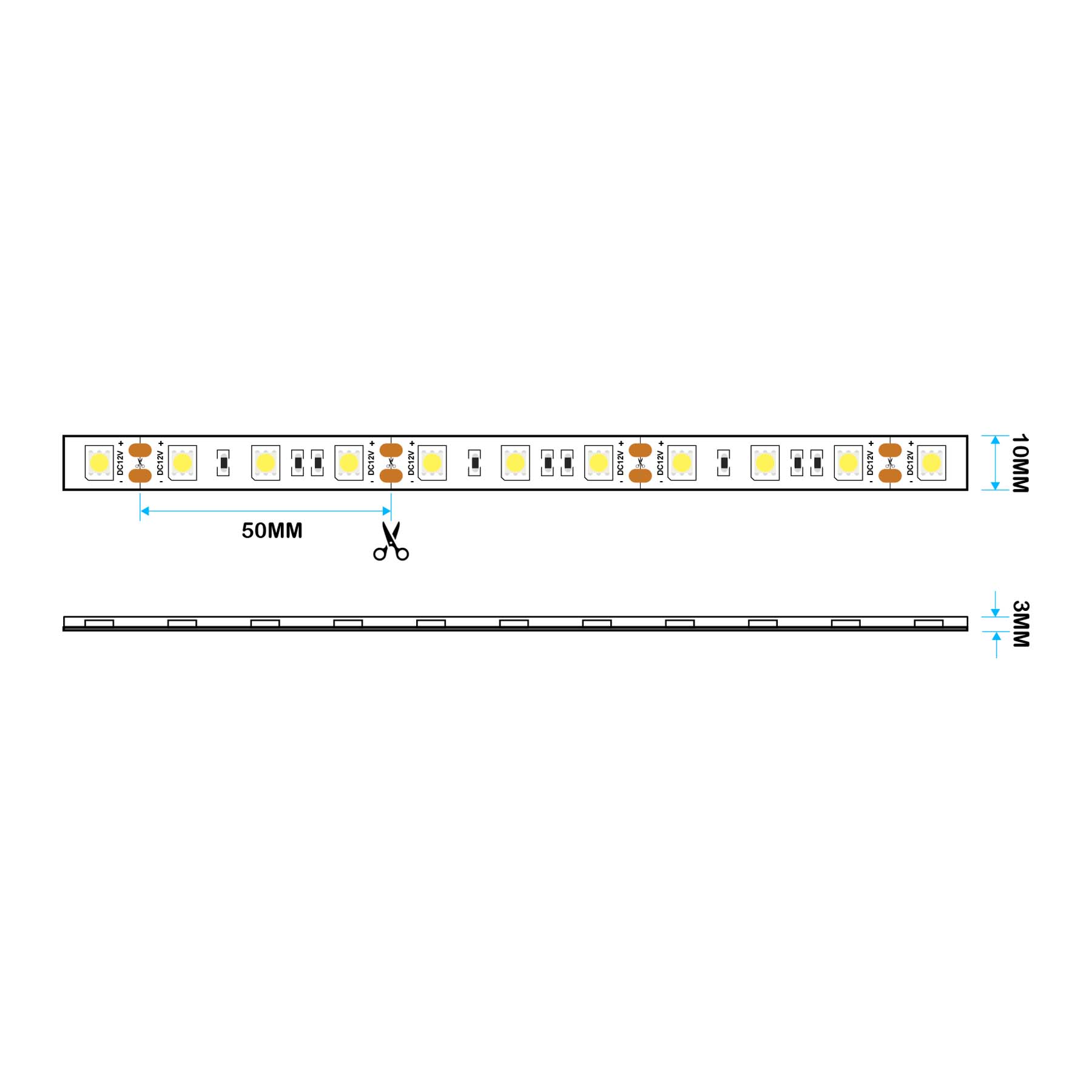  LED 5050 Strip Light, 5M Reel, IP44, 12V, 60 LEDs/M