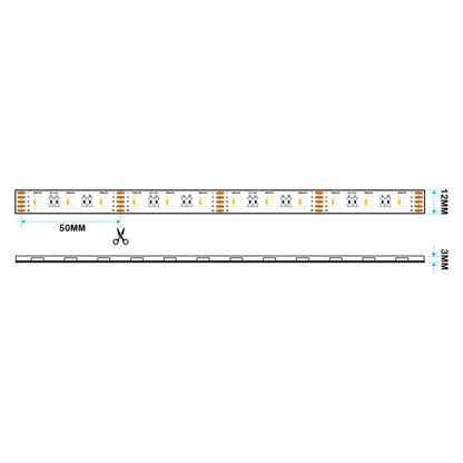  LED 5050 Strip Light, 5M Reel, IP44, 12V, 60 LEDs/M, RGB+Warm White