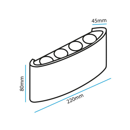  Black 8W LED Up And Down Wall Light (WL-T8-B)