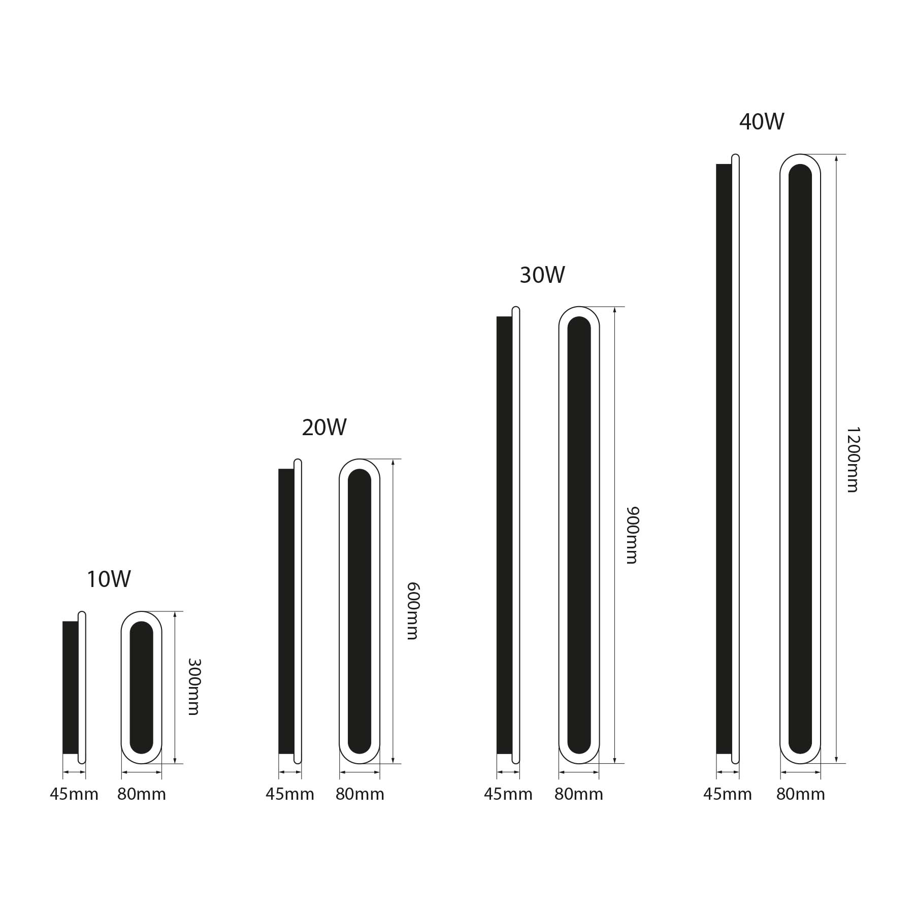  Black LED Oval Linear Wall Light