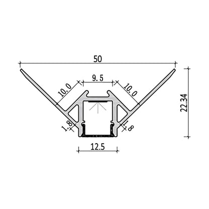  Plaster-In Trimless Recessed LED Aluminium Profile 50x22.34mm (126-C5022)