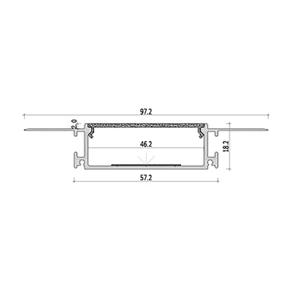  Plaster-In Trimless Recessed LED Aluminium Profile 97.2x18.2mm (186-C9718)
