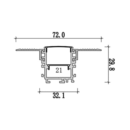  Plaster-In Trimless Recessed LED Aluminium Profile 72x29.8mm (348-C7230)