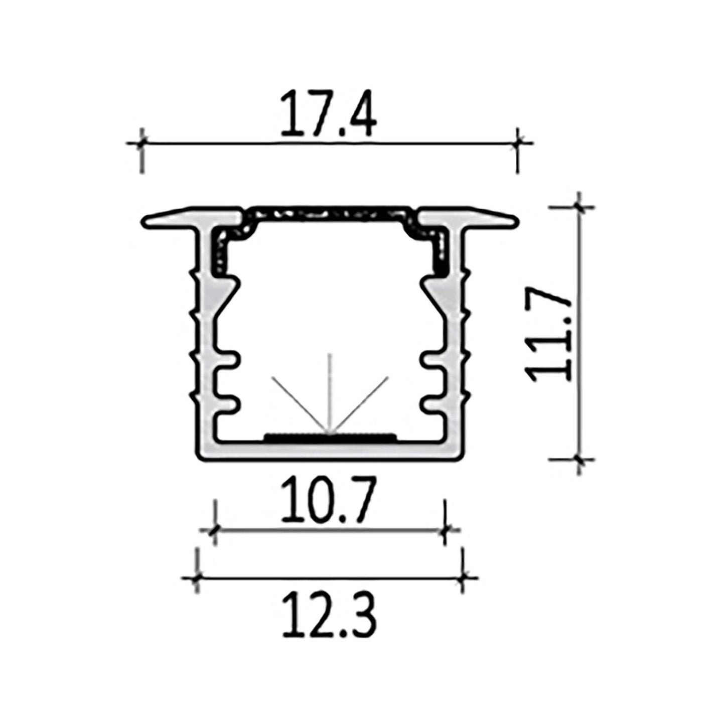 Recessed LED Aluminium Profile 17.4x11.7mm (176-Y1712)