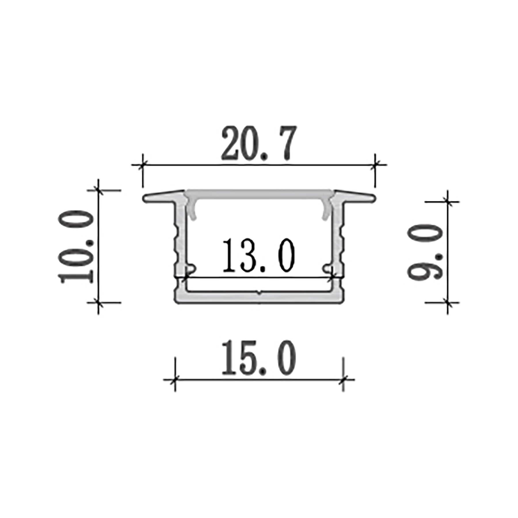  Recessed LED Aluminium Profile 20.7x10mm (337-Y2110)