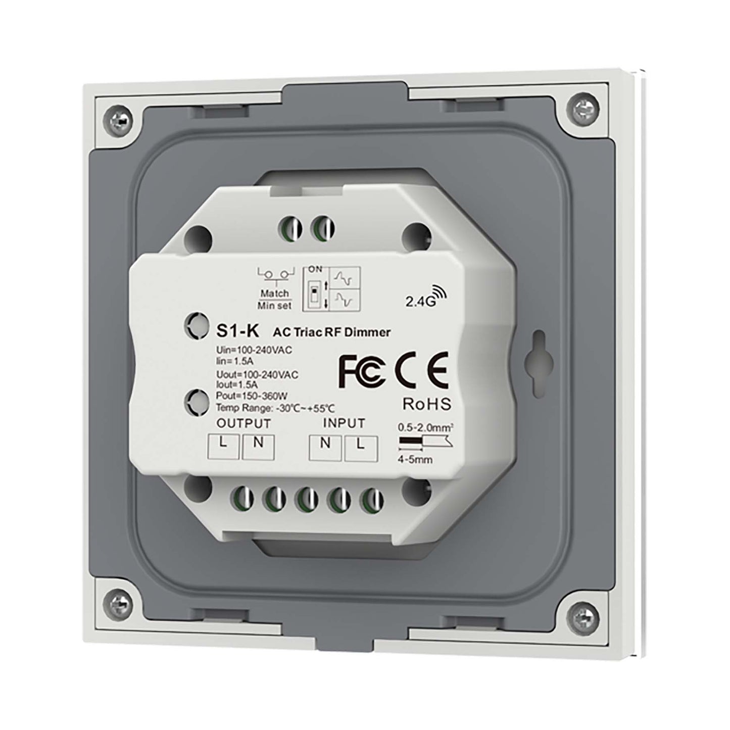  LED Triac Dimmer Switch Wall Rotary Panel 2.4GHz RF AC100-240V S1-K