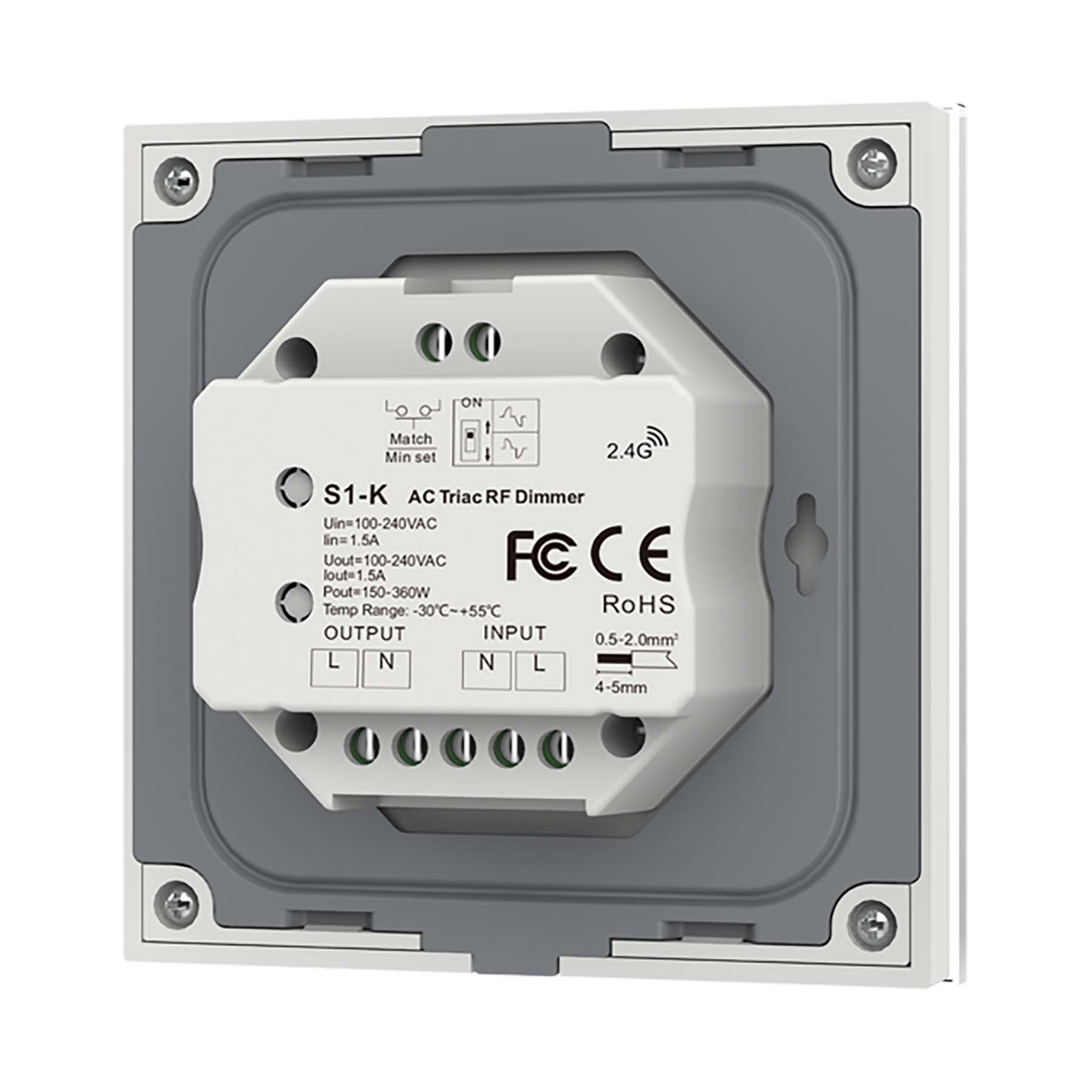  LED Triac Dimmer Switch Wall Rotary Panel 2.4GHz RF AC100-240V S1-K