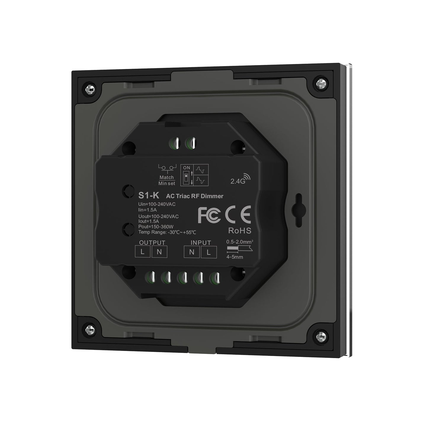  LED Triac Dimmer Switch Wall Rotary Panel 2.4GHz RF AC100-240V S1-K