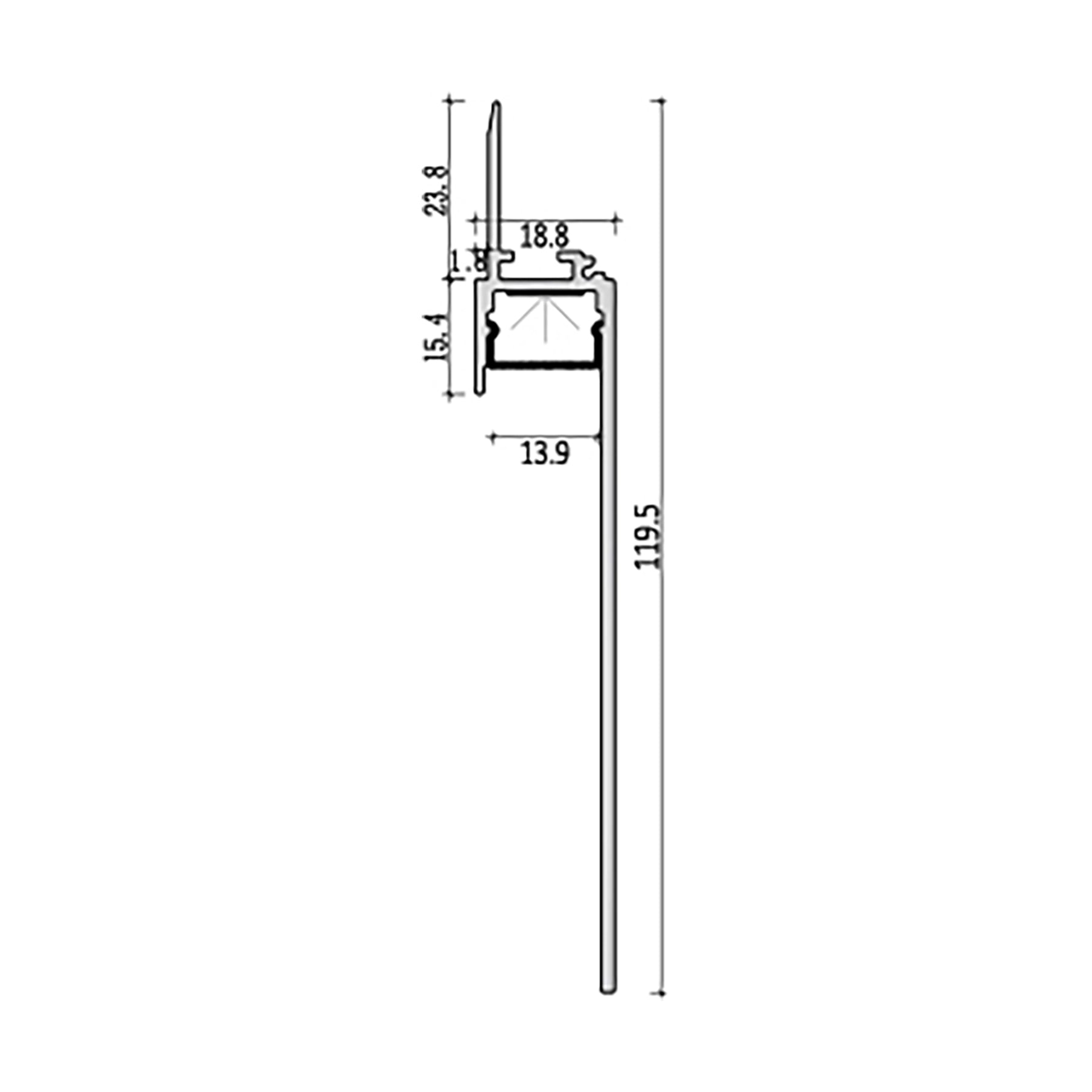  Skirting LED Aluminium Profile 119.5x19mm (830)