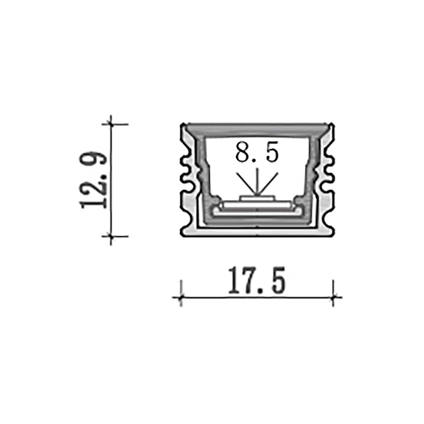  Waterproof Surface Mounted LED Aluminium Profile 17.5x12.9mm (296-D1713)