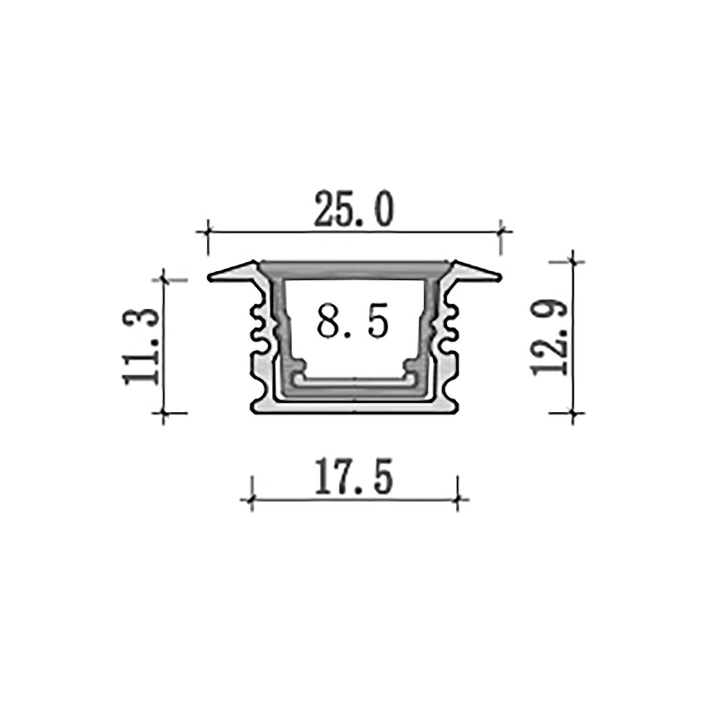  Waterproof Recessed LED Aluminium Profile 25x12.9mm (295-D2513)