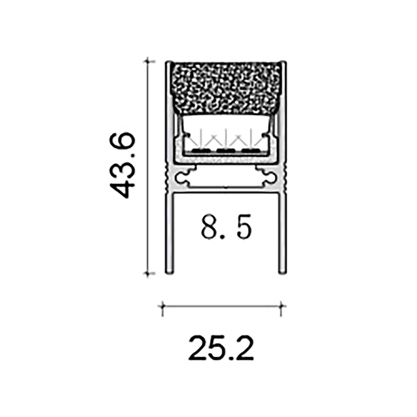  Waterproof Inground LED Aluminium Profile 25.2x43.6mm (246-D2544)