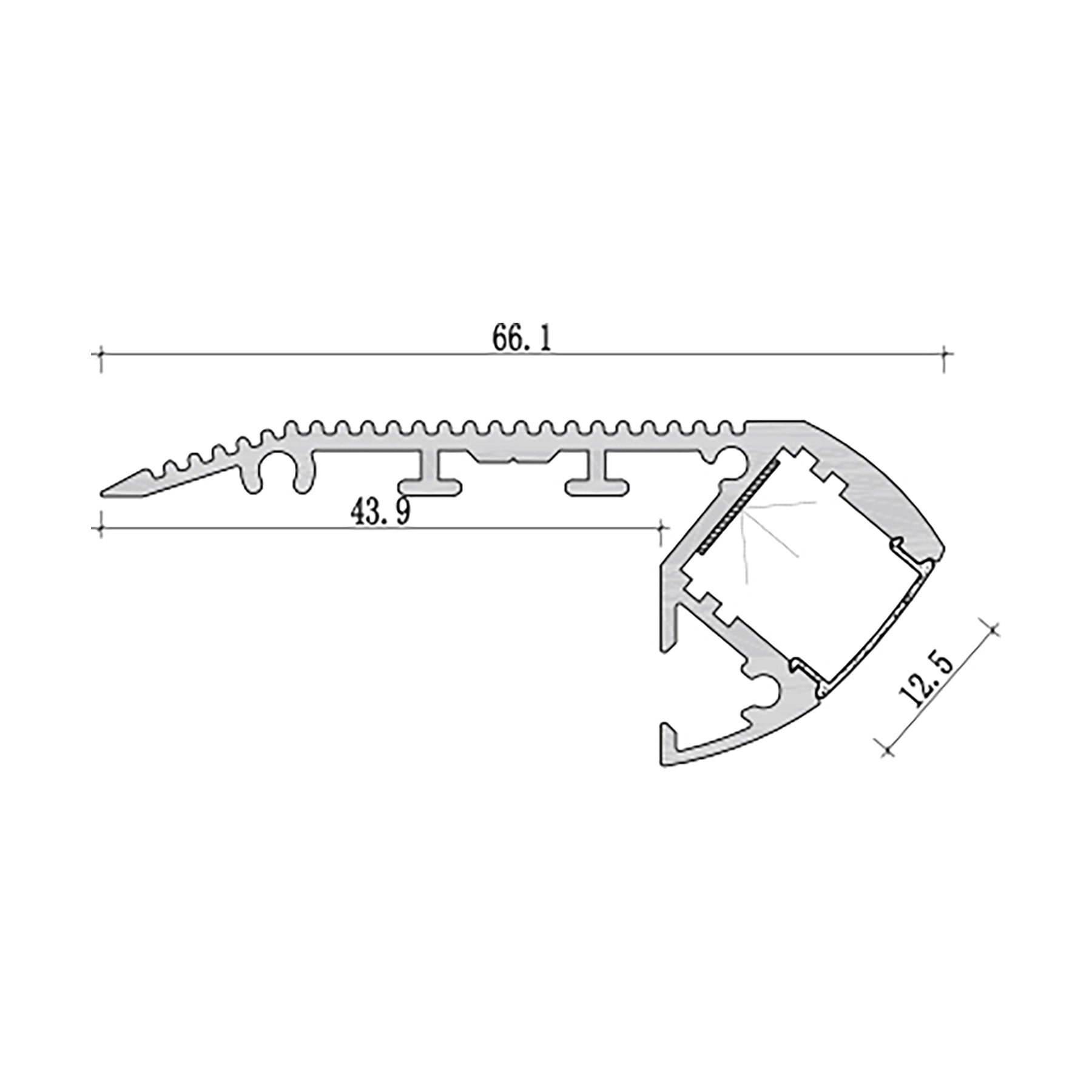  Stair Nosing LED Aluminium Profile 66x27mm (134)