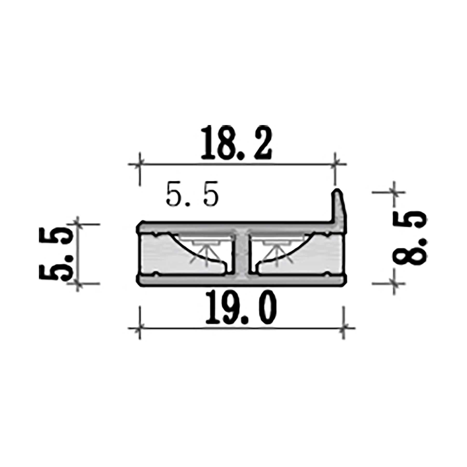  Surface Mounted Cabinet Shelving LED Aluminium Profile 19x8.5mm (560)