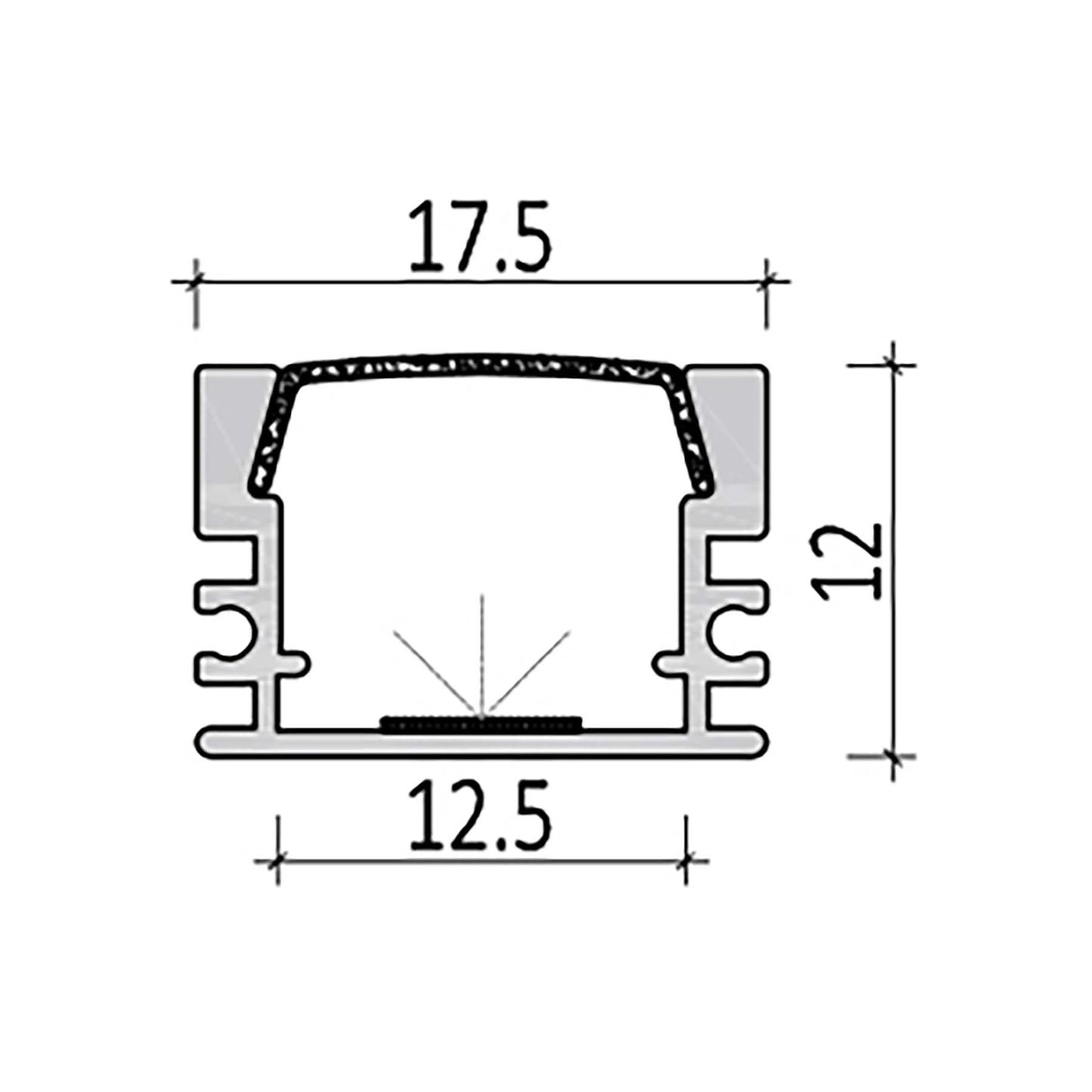 Surface Mounted LED Aluminium Profile 17.5x12mm (006-M1712)