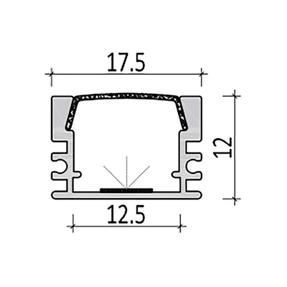  Surface Mounted LED Aluminium Profile 17.5x12mm (006-M1712)