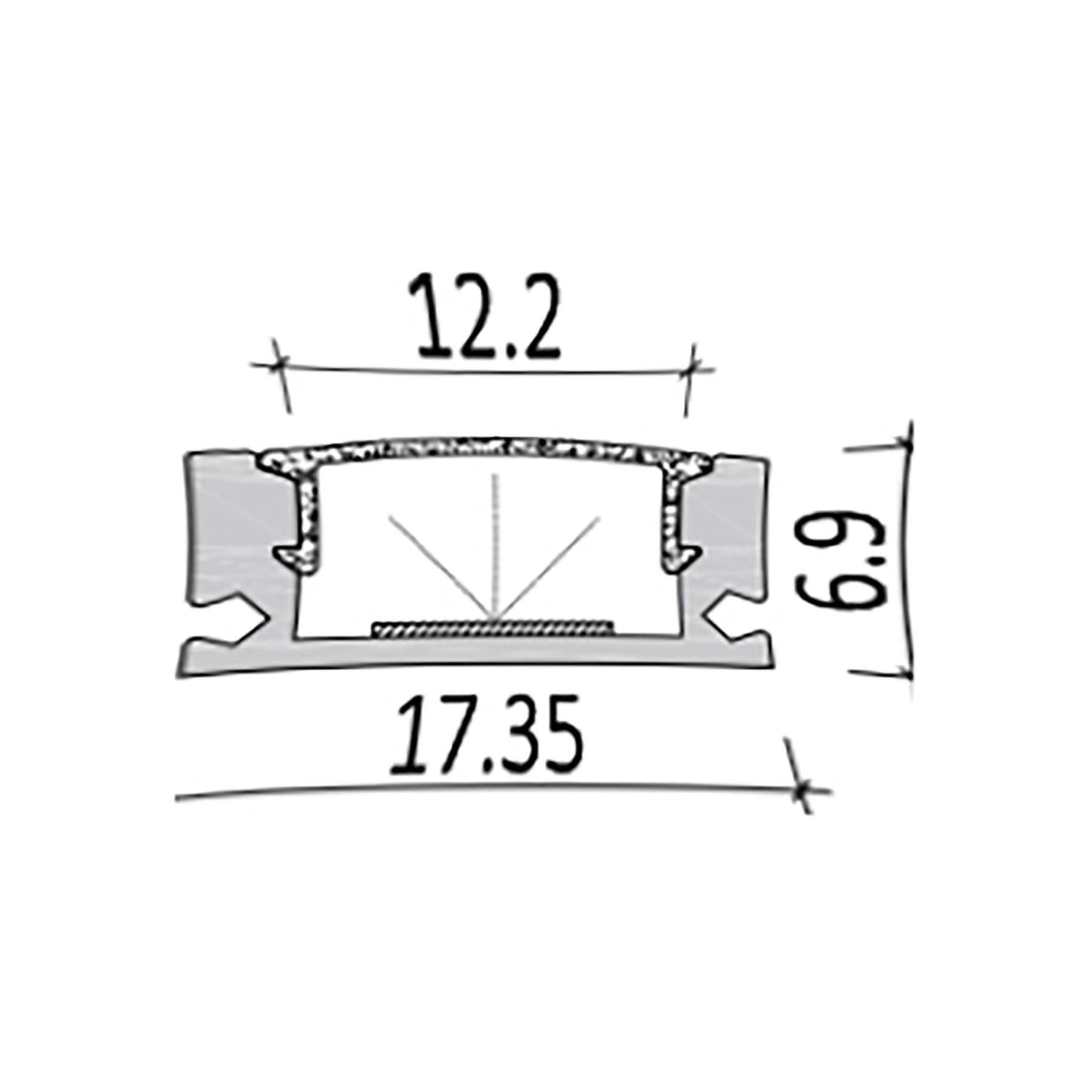  Surface Mounted LED Aluminium Profile 17.35x6.9mm (013-M1707)