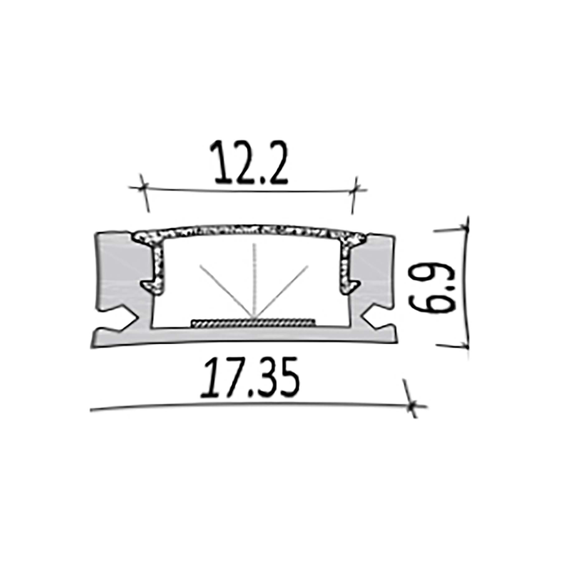  Surface Mounted LED Aluminium Profile 17.35x6.9mm (013-M1707)