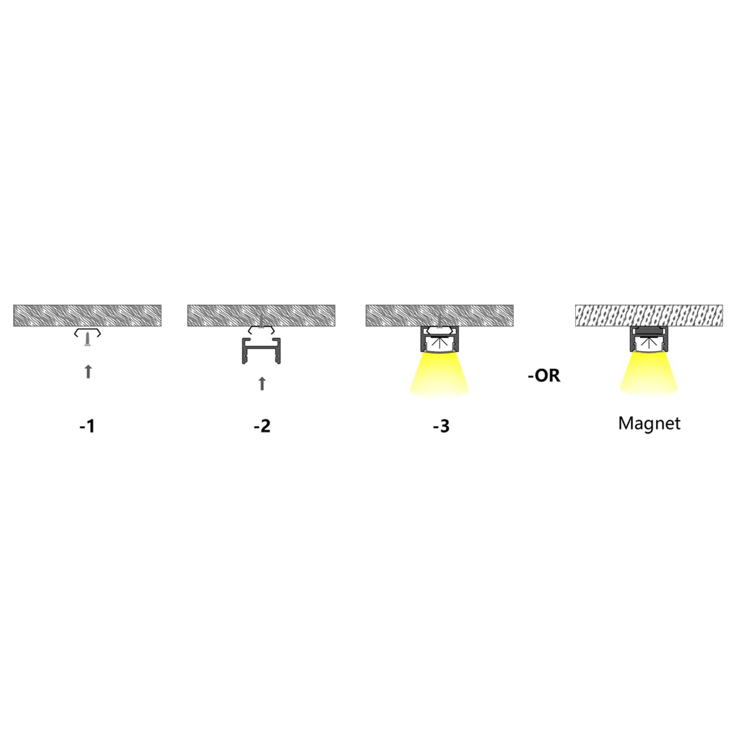  Slim Surface Mounted Invisible Brackets LED Aluminium Profile 16.2x11mm (570)