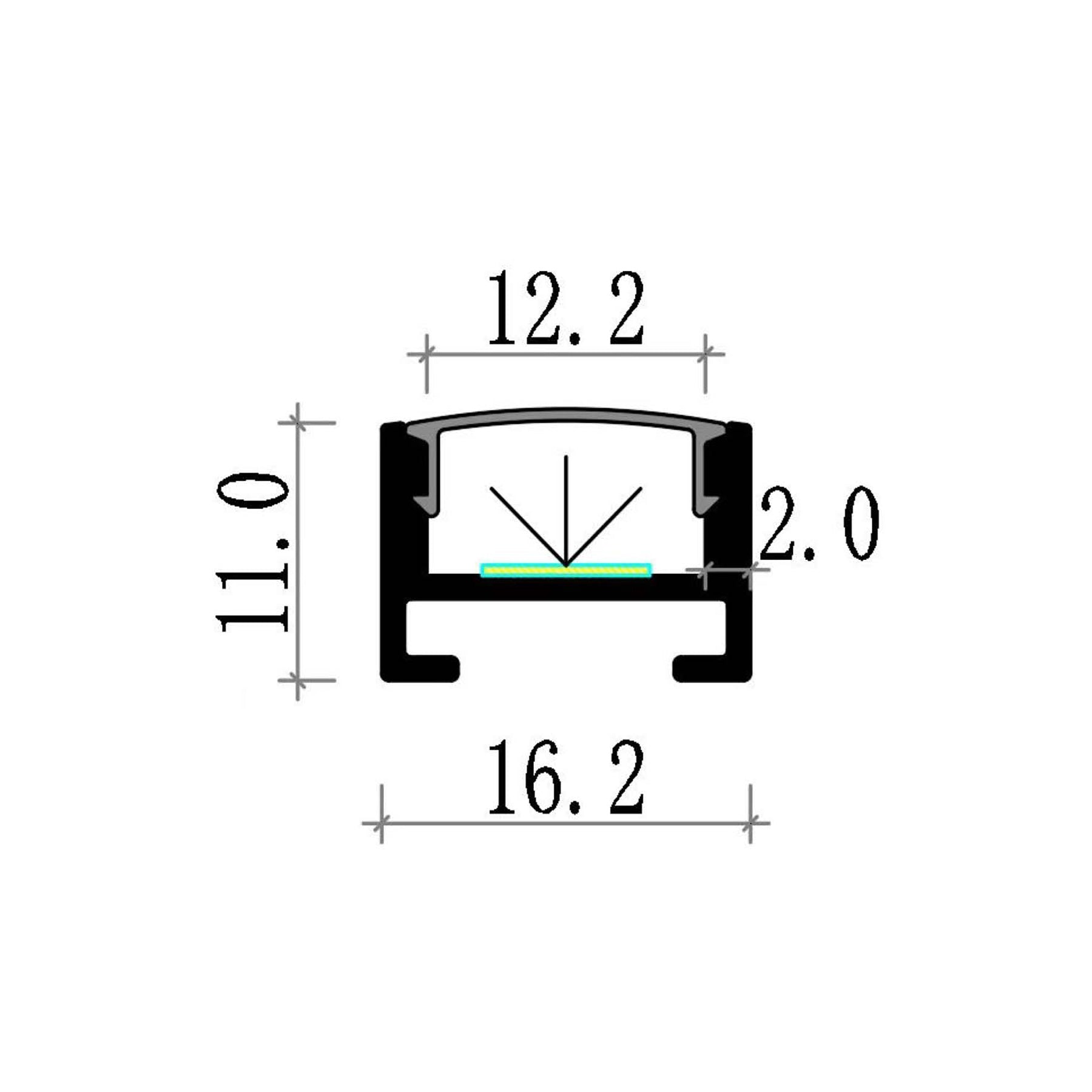  Slim Surface Mounted Invisible Brackets LED Aluminium Profile 16.2x11mm (570)