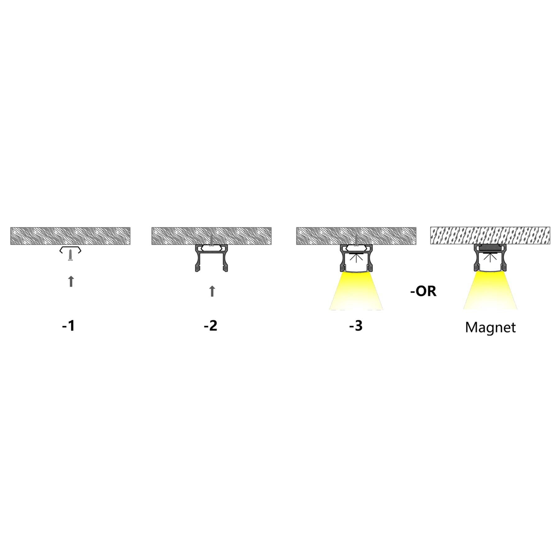  Surface Mounted Invisible Brackets LED Aluminium Profile 17x14.3mm (571)
