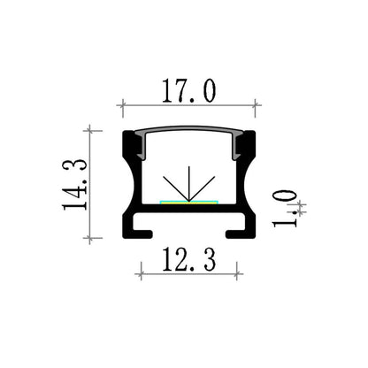  Surface Mounted Invisible Brackets LED Aluminium Profile 17x14.3mm (571)