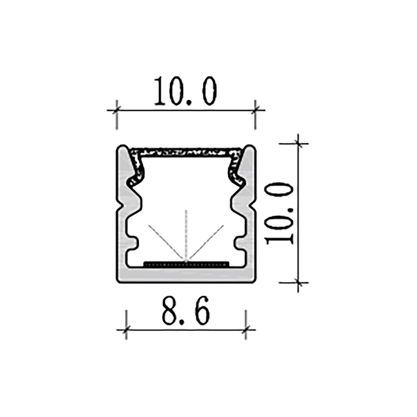  Surface Mounted LED Aluminium Profile 10x10mm (196-M1010)