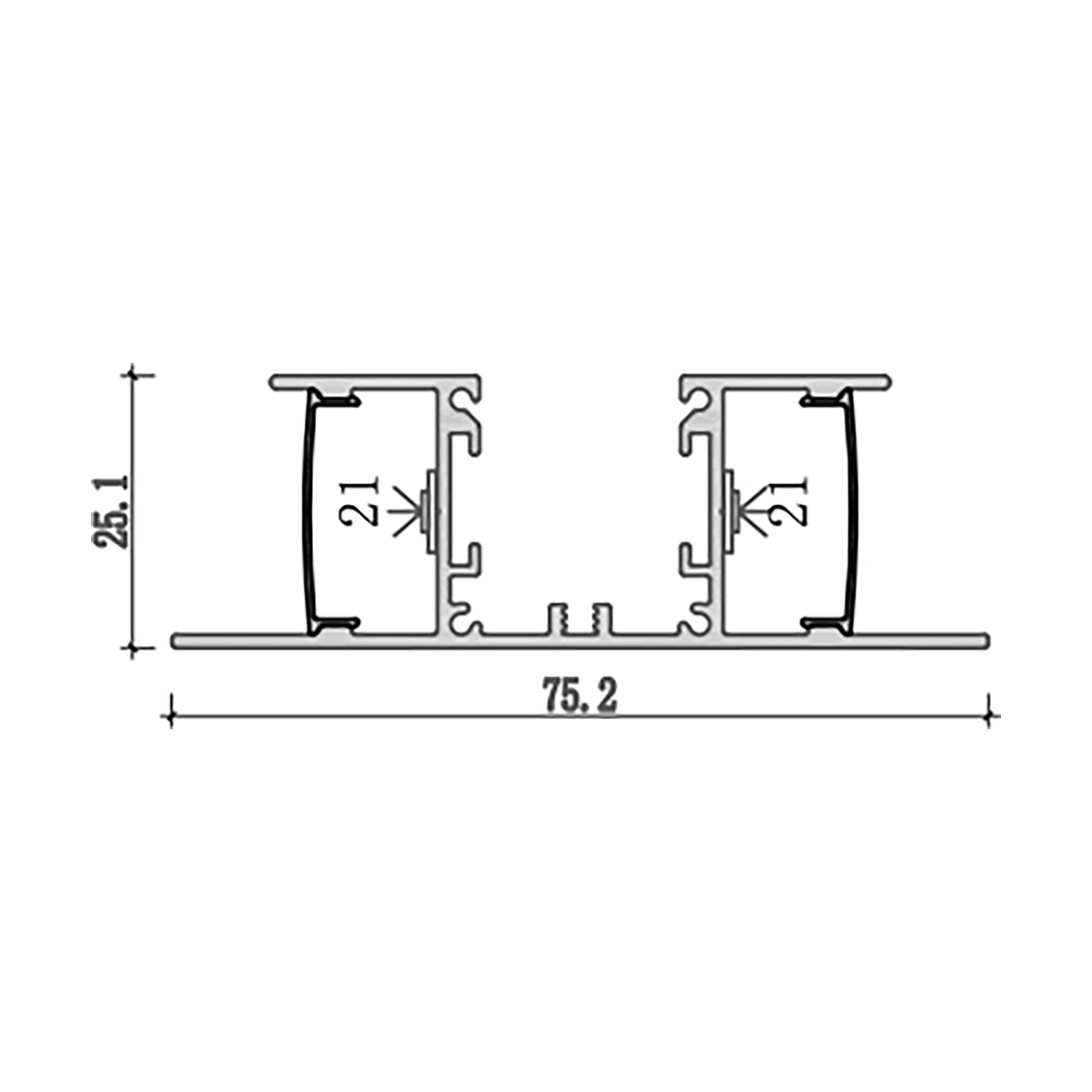  Wall & Coving LED Aluminium Profile 75.2x25mm (268)