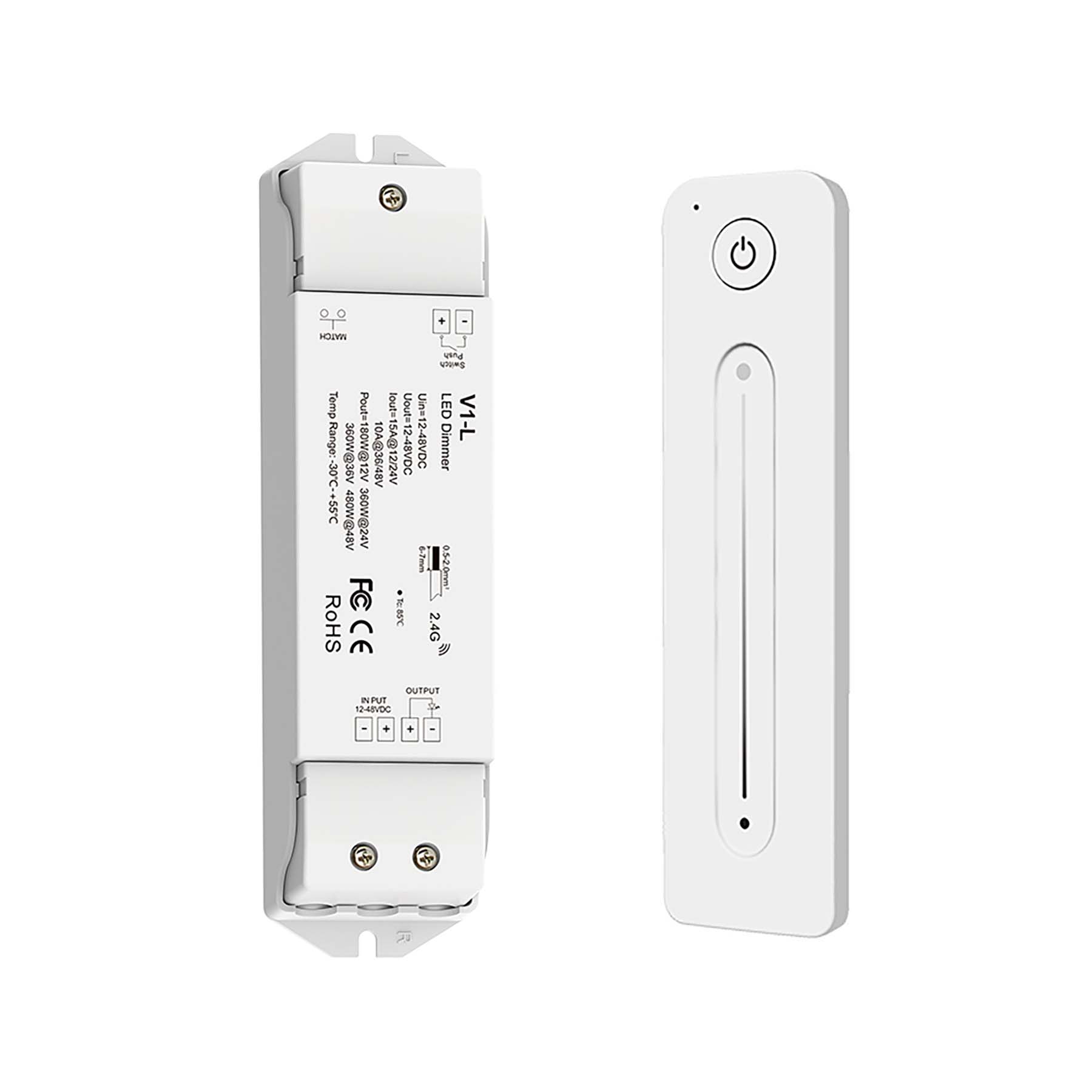  LED 12-48V DC Dimming Controller V1-L + 1 Zone Remote Control R11