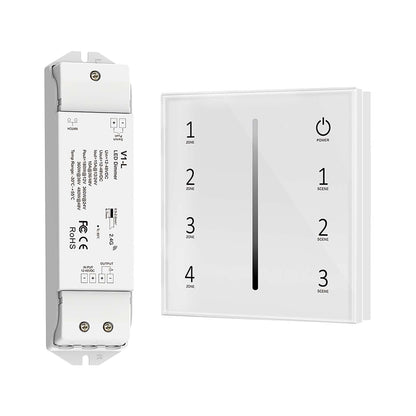  LED 12-48V DC Dimming Controller V1-L + 4 Zone Panel Remote Control 100-240V AC Input T11-1