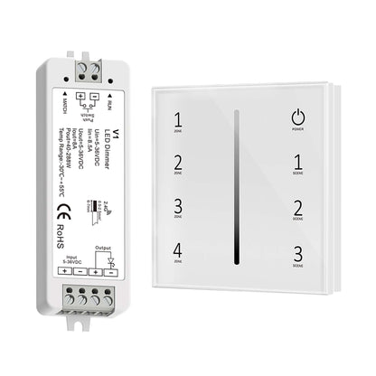  LED 5-36V DC Dimming Controller V1 + 4 Zone Panel Remote Control 100-240V AC Input T11-1