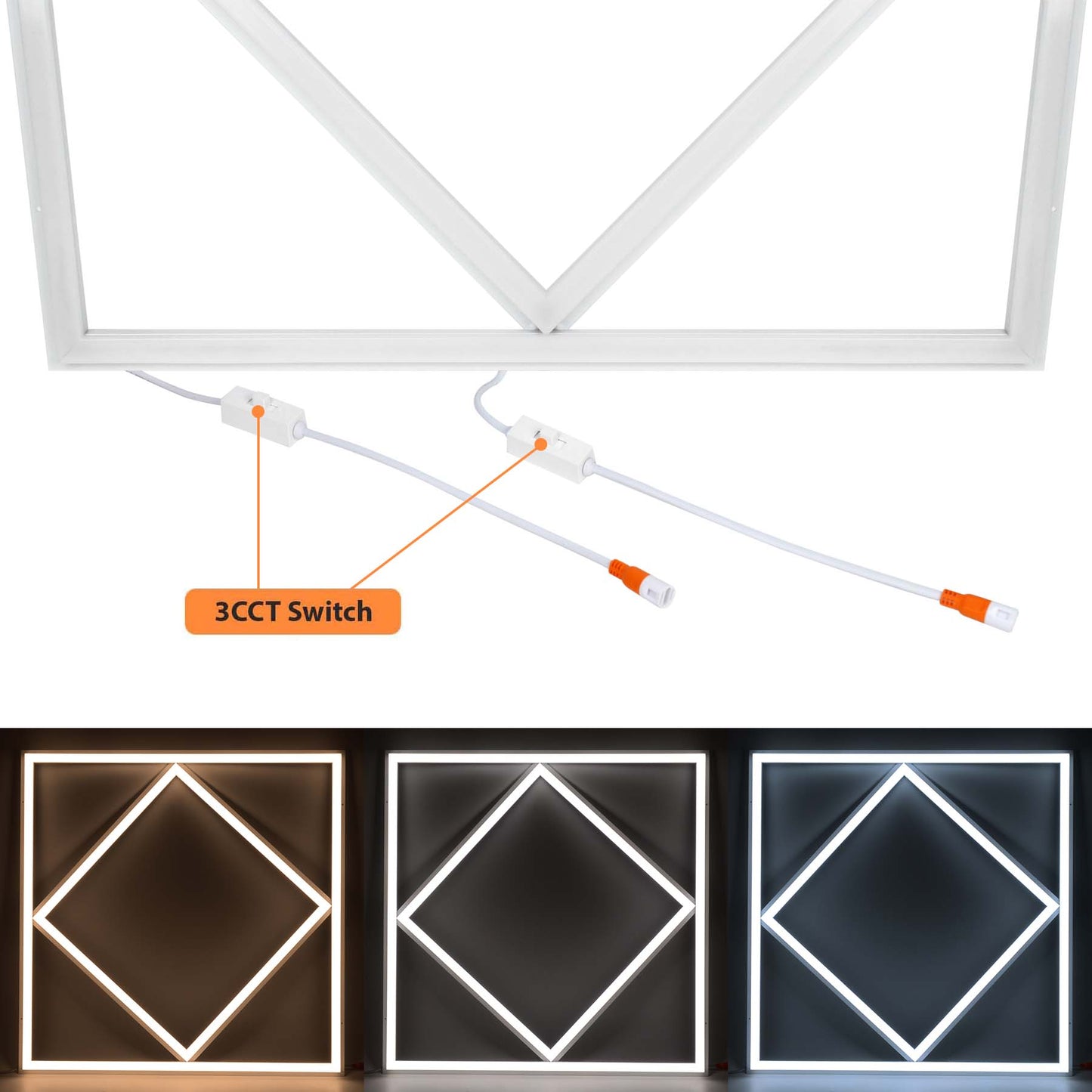  LED Diamond Lattice Panel Frame Border Edge Light 591x591mm 60W