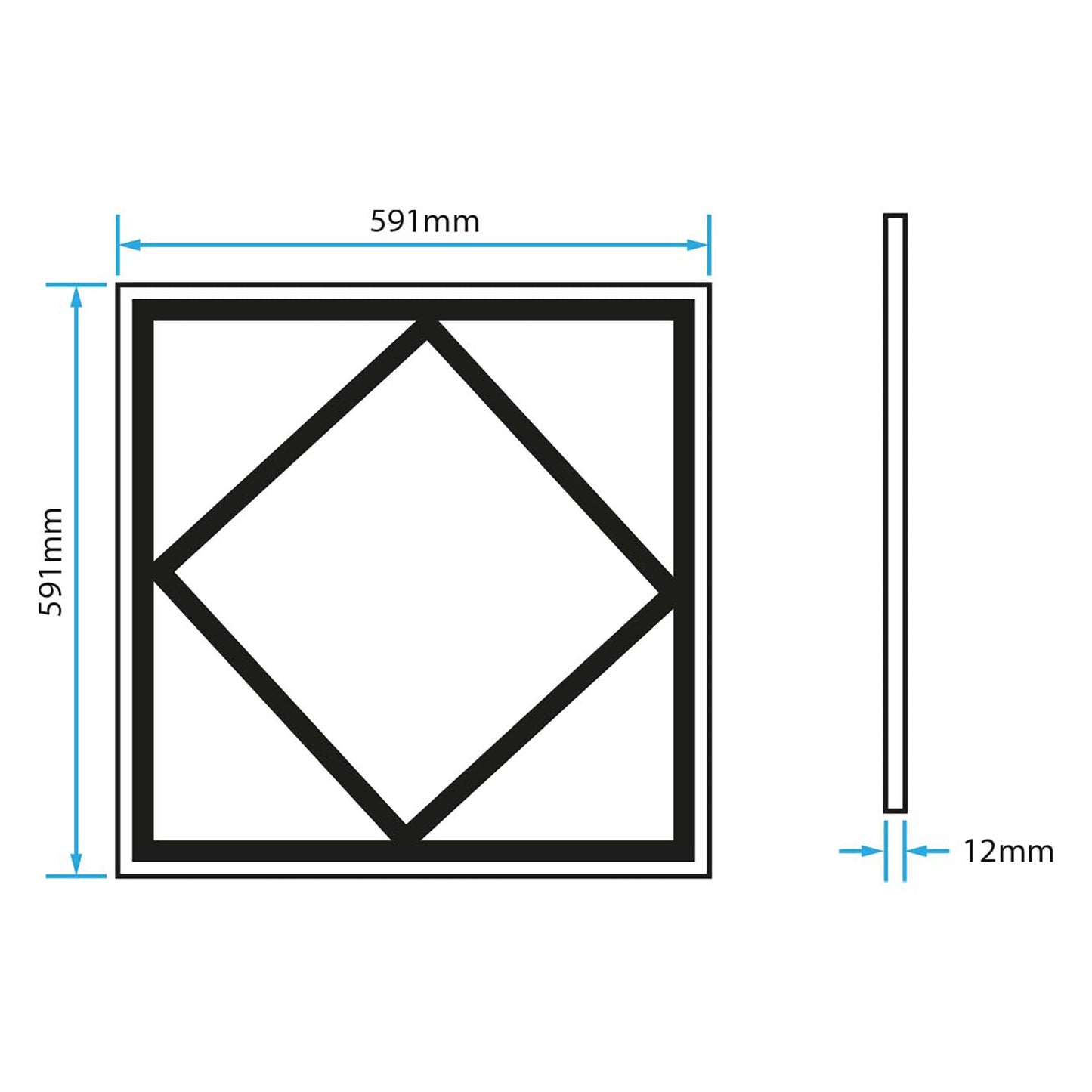  LED Diamond Lattice Panel Frame Border Edge Light 591x591mm 60W