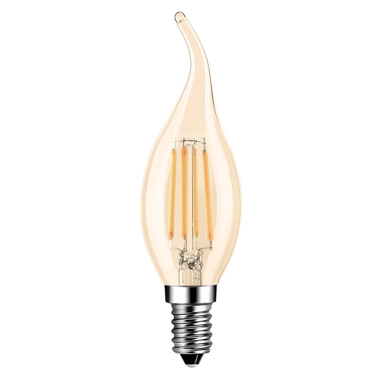  C35 Vintage Style Dimmable E14 4W LED Filament Flame Tip Candle Light Bulb